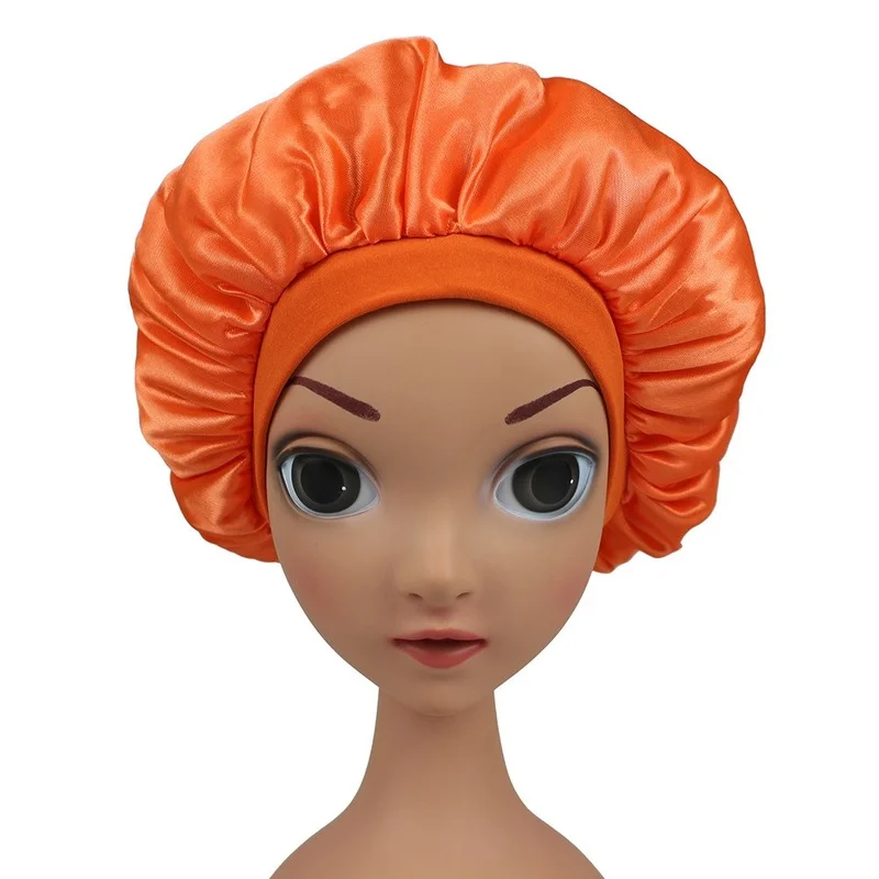 

Hot Sale New Children's Wide-Brimmed Stretch Nightcap Baby Shower Cap Shower Cap Satin Round Cap Nursing Hat Wholesale Bonnets
