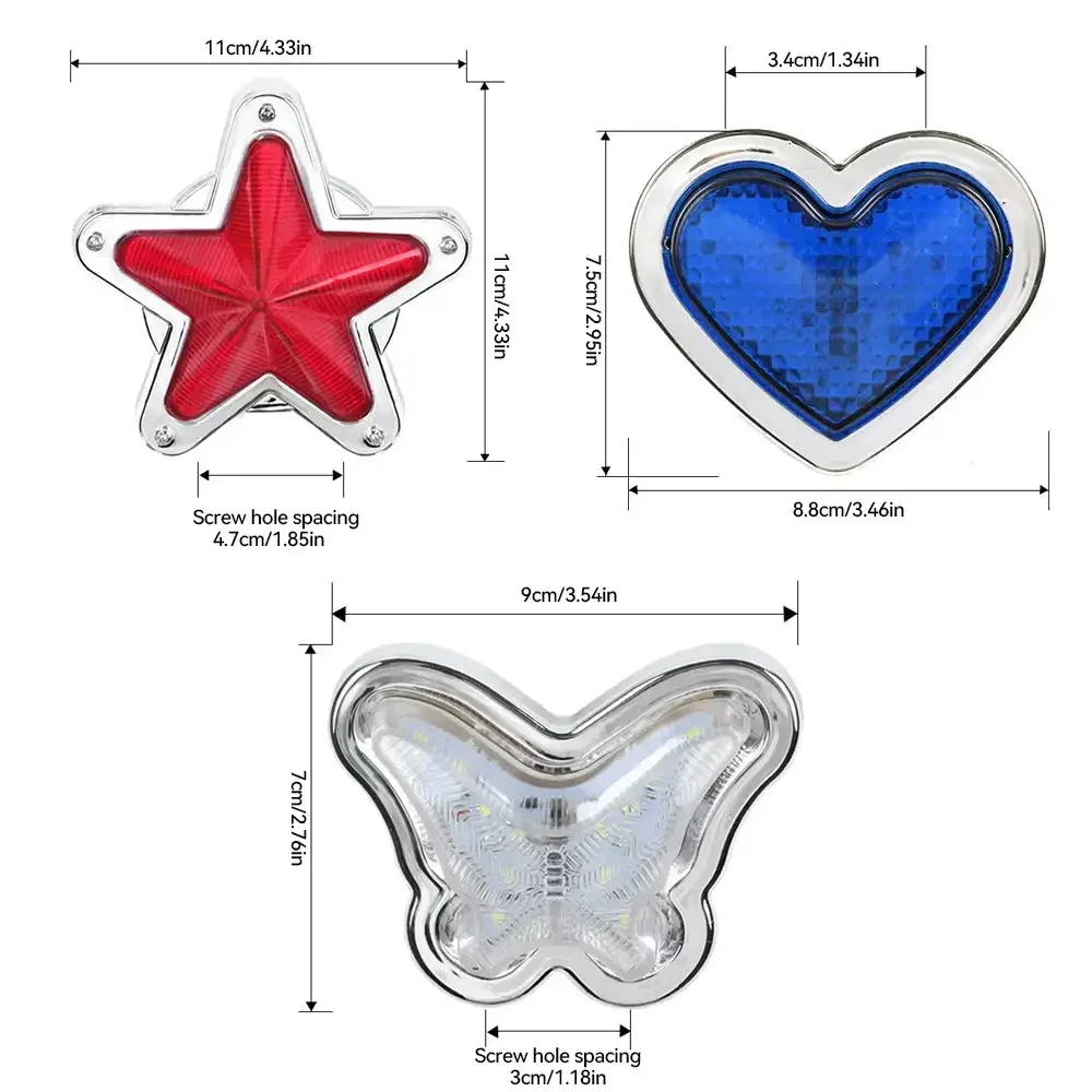 Красное сердце Бабочка звезда в форме поворотника лампа боковой маркер