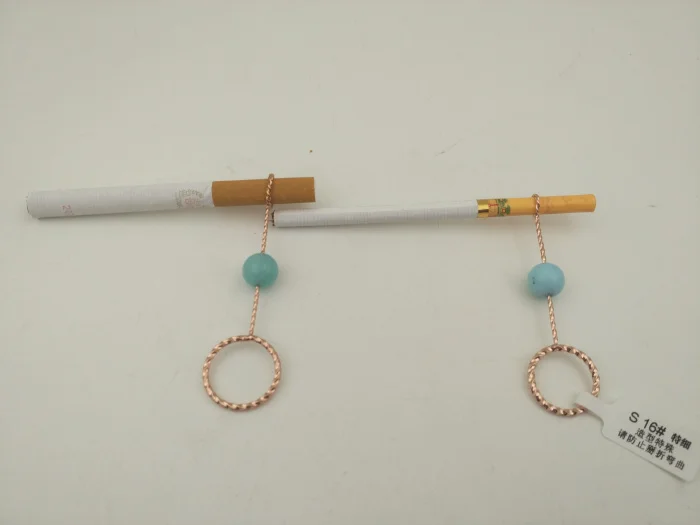 Женский винтажный металлический кольцевой держатель для пальцев с агатом для сигарет диаметром 8 мм/5,2 мм. Украшения для курения, упаковка в пакетике.