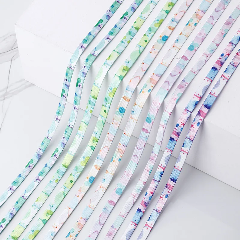 

Flat Shoelace AF1 Color Purple Green Powder Blue Mandarin Tie-dye Ink Color Bubble Gradient Shoelace Trend Color Matching