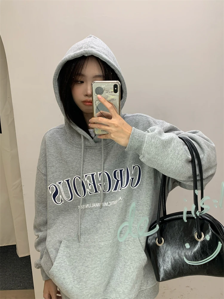 

5955 2022 Winter Loose Printed Hooded Long Sleeve Sweatshirt