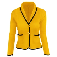 s 6xl women yellow casual lapel short blazers single breasted solid colors office work suits 2021 woman plus size cotton blazer