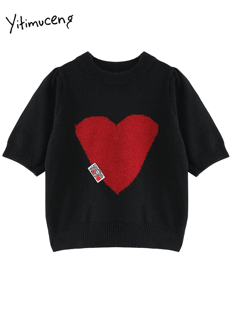 Женская футболка с круглым вырезом черная трикотажная коротким