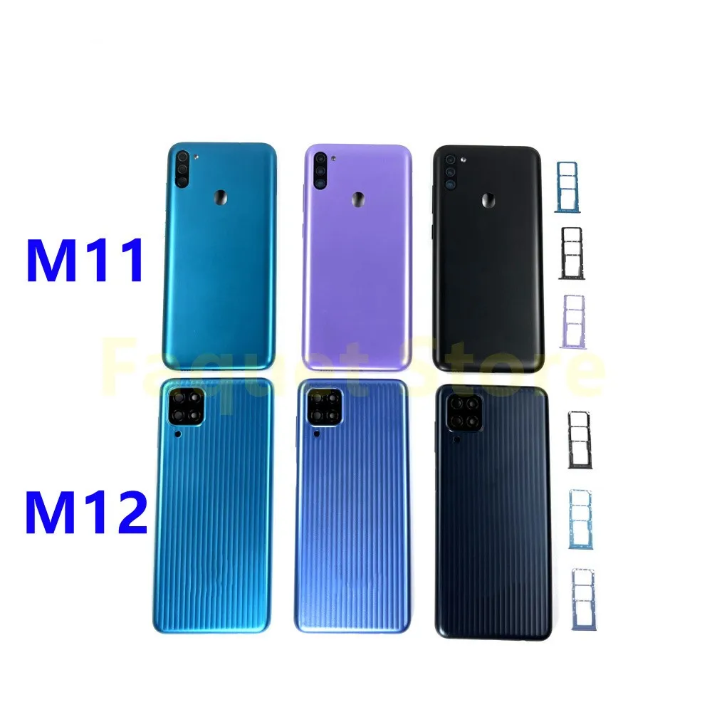 

For Samsung Galaxy M11 M115 M12 M127 SM-M127F/DSN Phone Housing Battery Back Cover Rear Door Camera Lens+Side Buttons Chassis