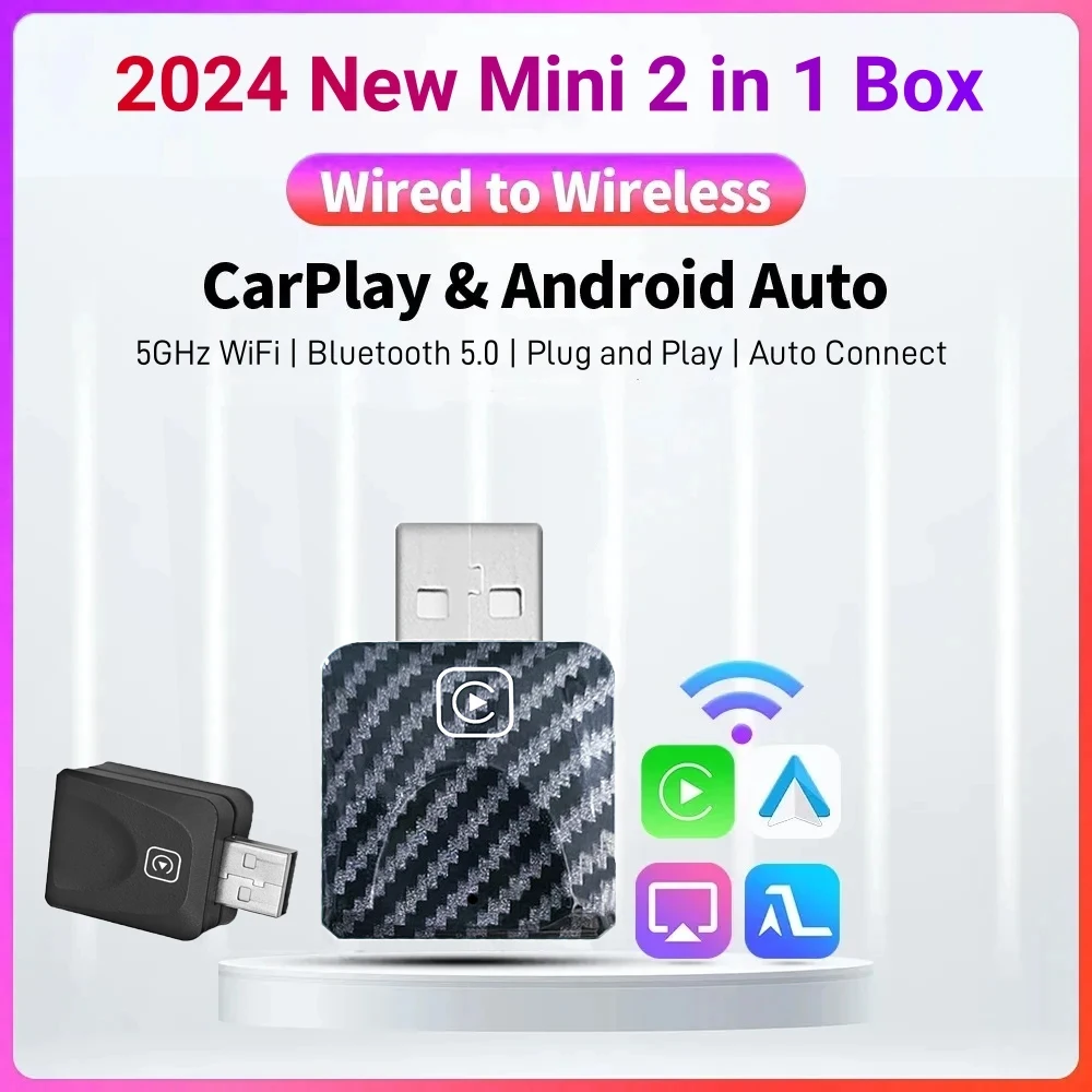 2-в-1 проводной к беспроводному Android Carplay Mini Smart Conversion Box подходит для Volkswagen Kia Toyota Volvo