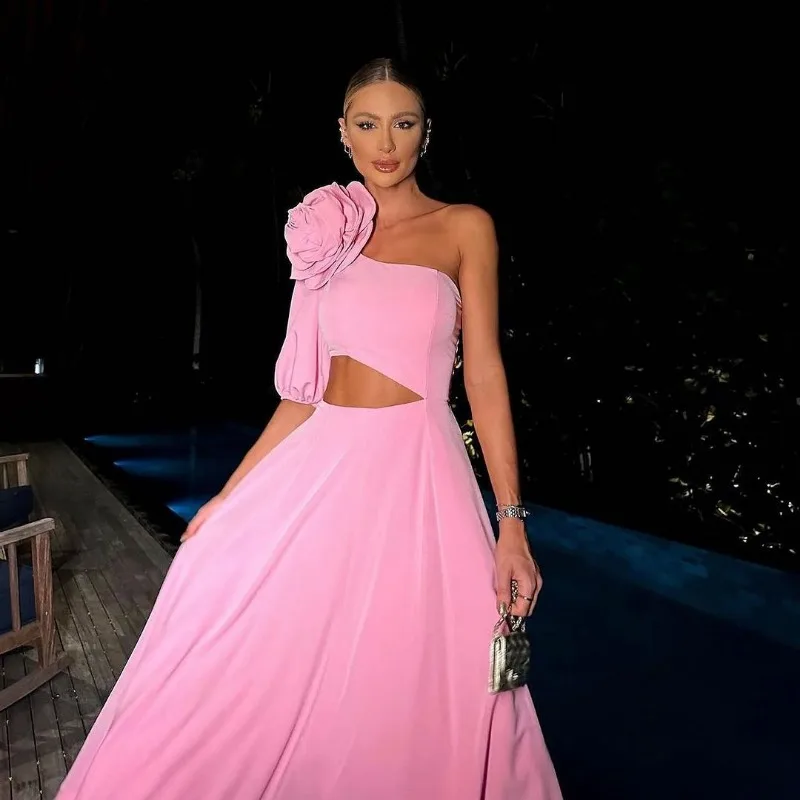 Сексуальное розовое вечернее платье YEAE