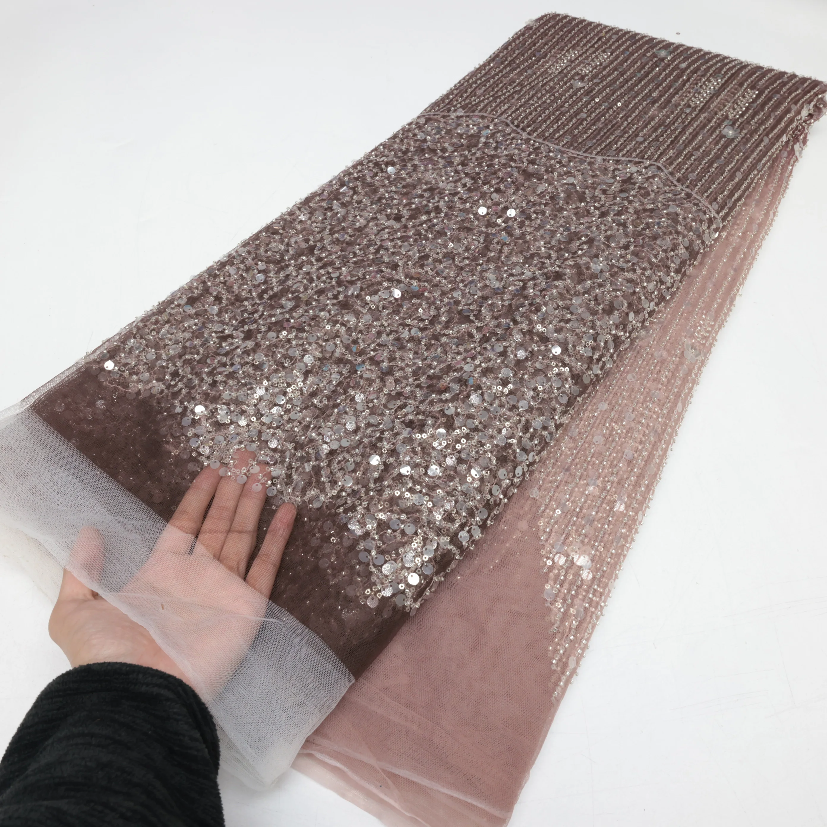 Высококачественная африканская кружевная ткань с вышивкой бисером во