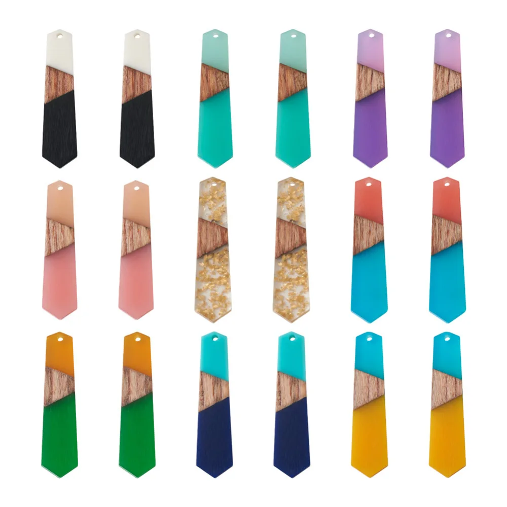 Фото 18 шт. Разноцветные деревянные полимерные Серьги Подвески многоугольное ожерелье