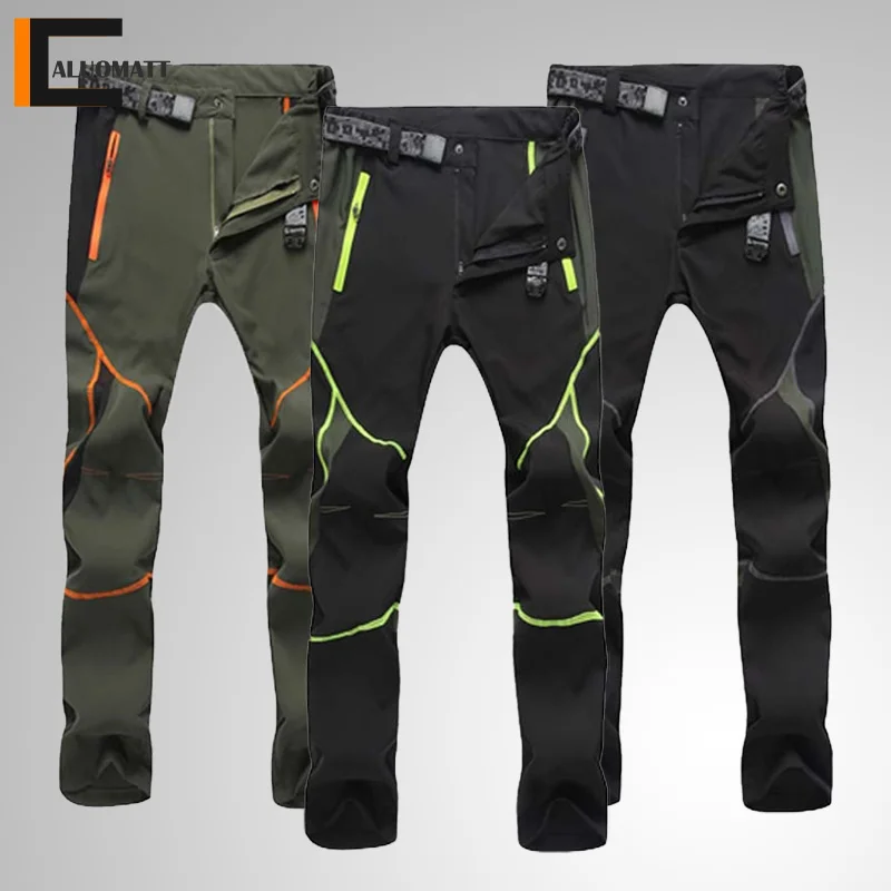 

Men's Pants Quick-dry Outdoor fishing Hiking Sports Casual Trousers Men Breathable Waterproof Stitching Mountain Belt Mens Pants