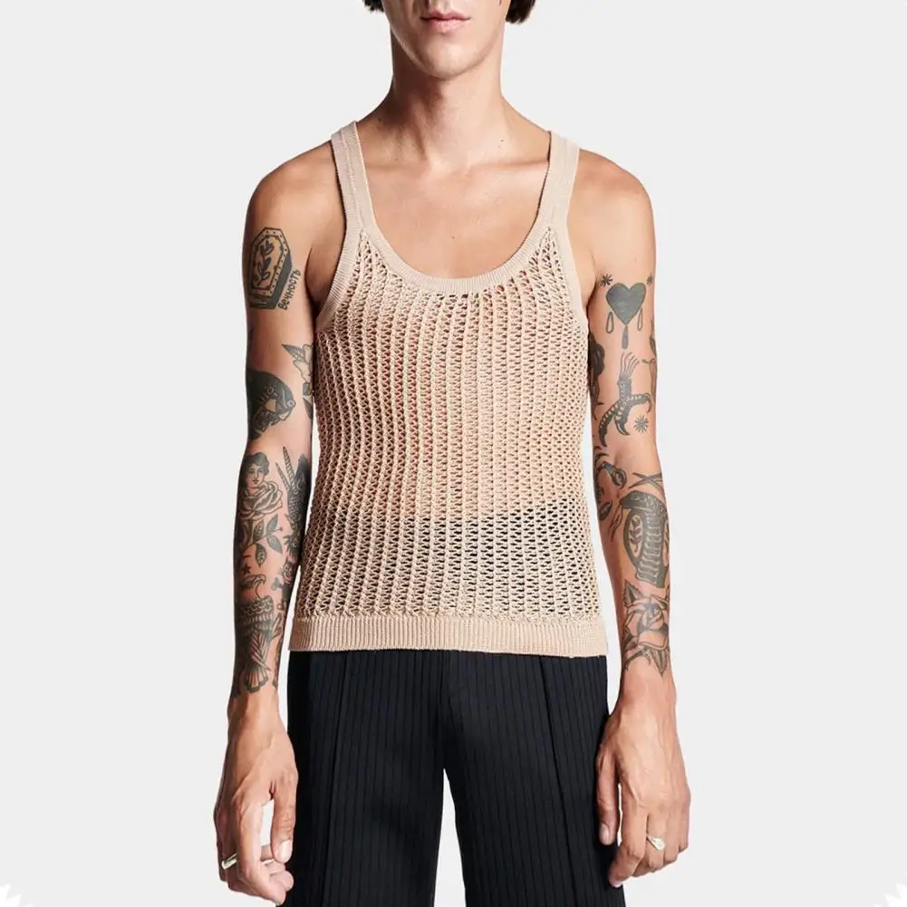 

Спортивный жилет, эластичный мужской жилет, ажурный вязаный прозрачный спортивный жилет