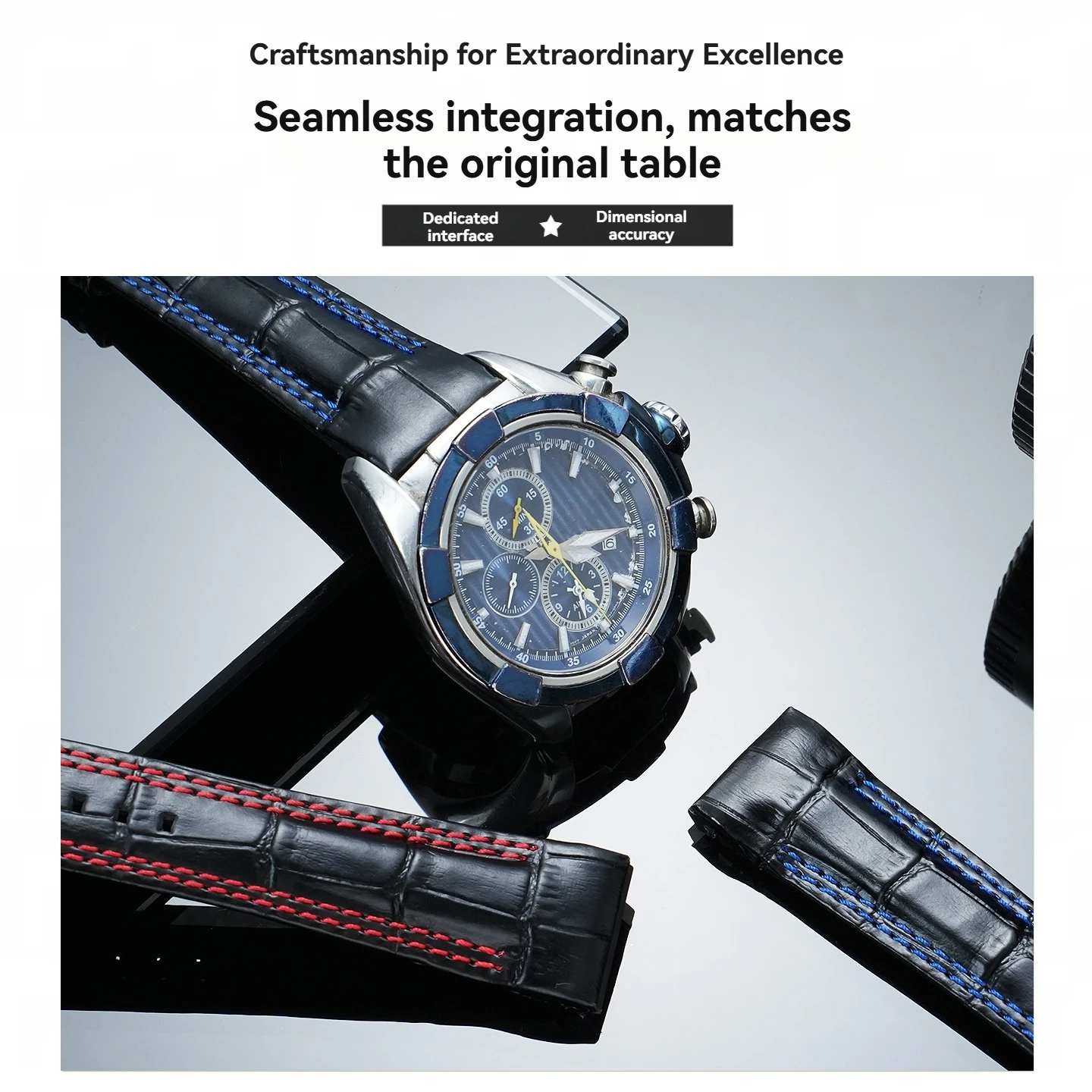 Фото Ремешок для часов из натуральной кожи, подходит для морской серии SEIKO SNAF39P2 SNAF60P2, сменный ремешок из воловьей кожи, мужской, 22 мм. №1