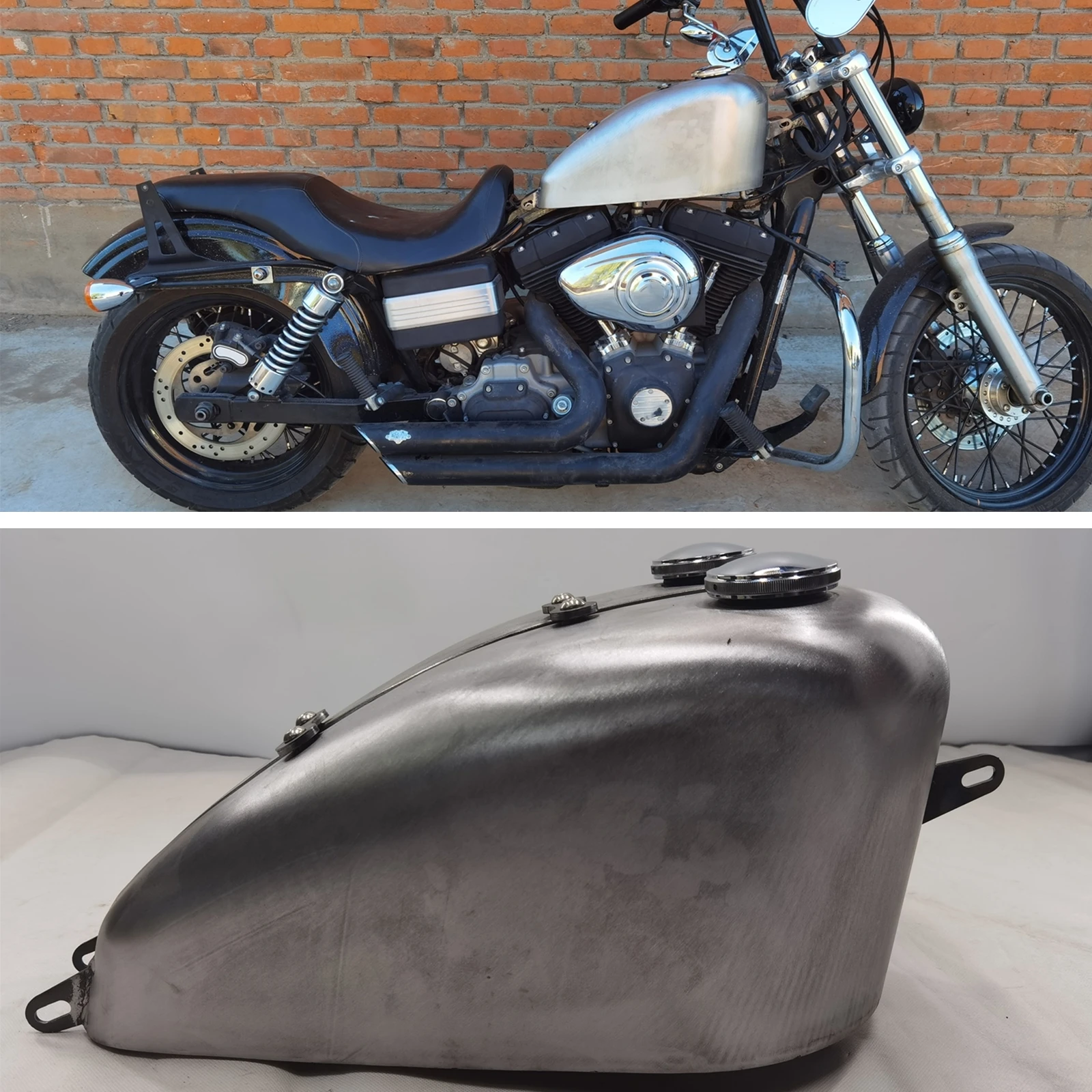 10л серебряный мотоциклетный бензиновый топливный бак для Harley Dyna неокрашенный