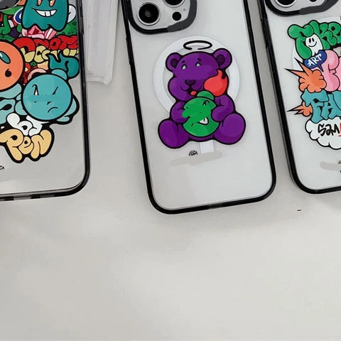 

MagSafe Cartoon Bomb Bear Wireless Charging Phone Case Cover for IPhone 11 12 13 14 Pro Max Case for IPhone 14 Pro Max