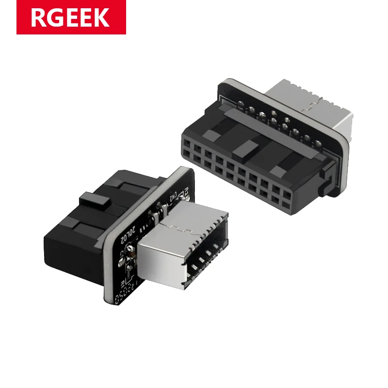 Фото Адаптер RGEEK USB3.0 19P 20P К Вертикальной Установке Типа E, Вращение На 90 Градусов Для Настольных ПК, Компьютерные Аксессуары №1