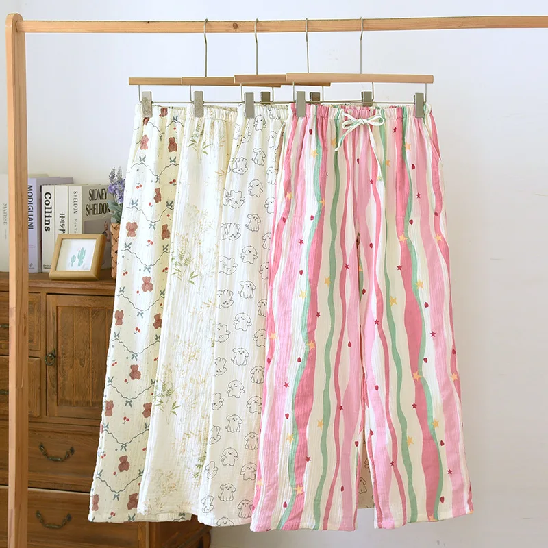 Весна-осень женские штаны из 100% хлопчатобумажной пряжи для сна женская одежда