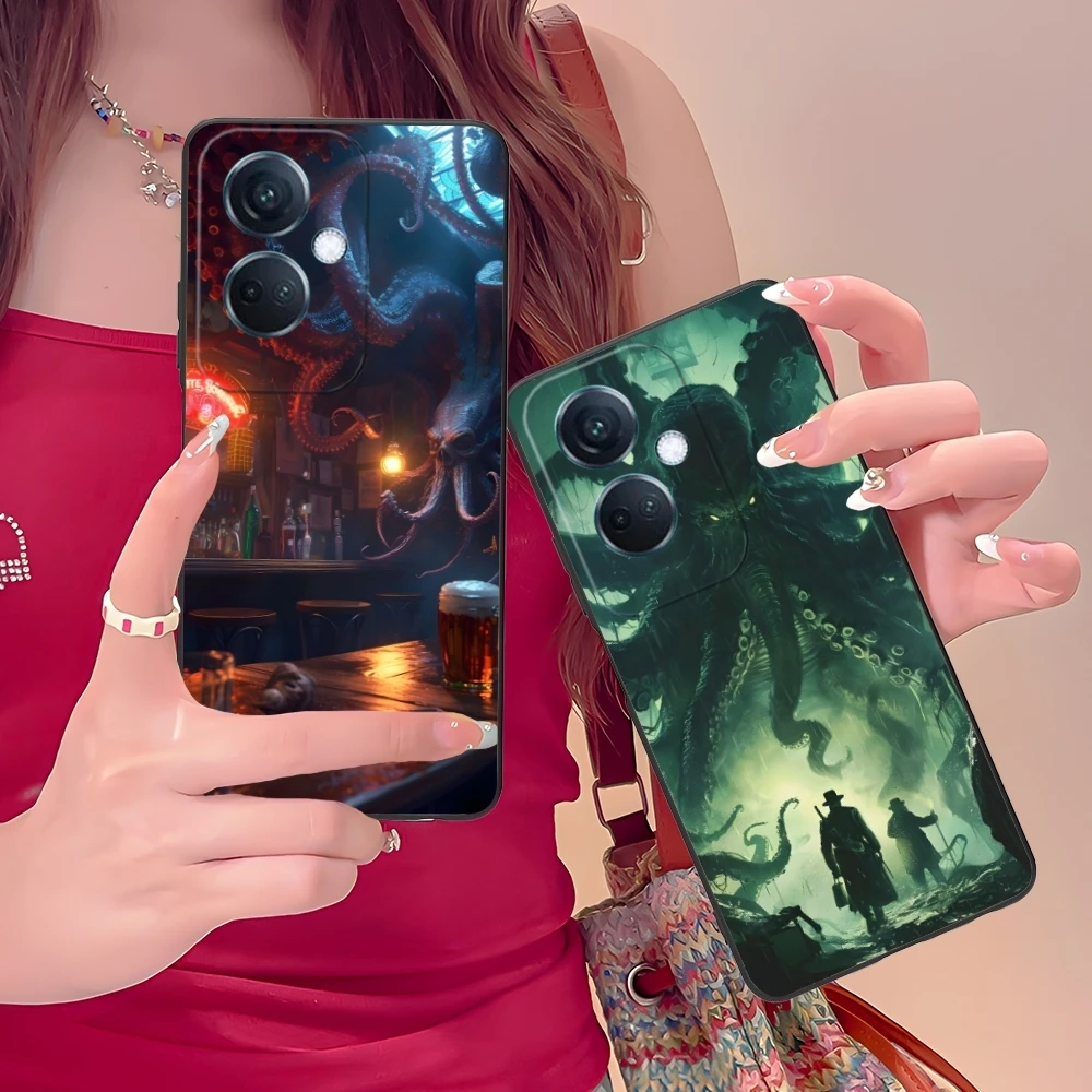 Большой Cthulhu Рисунок мобильный сотовый телефон фотоэлемент для OPPO Find X5 X3 X2 A93 Reno 8 7
