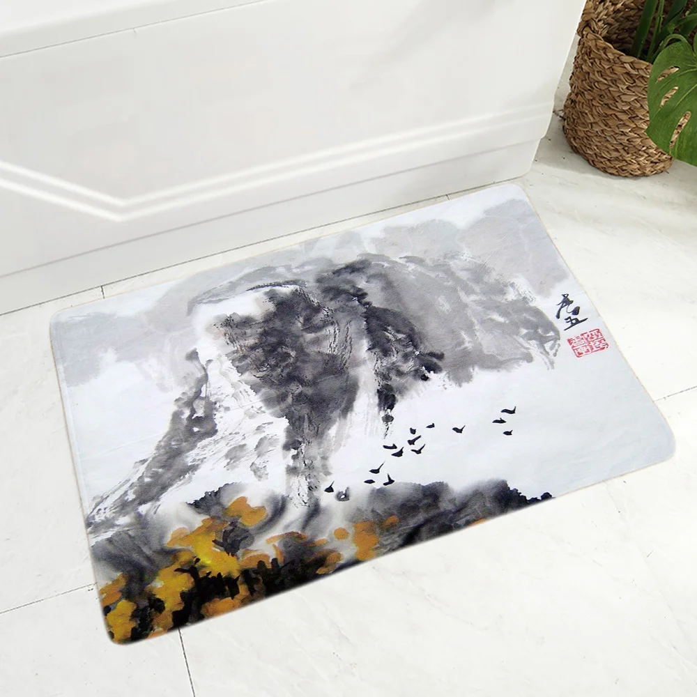 

Soft Mat Entrance Living Room Carpet Doormat Anti Bath Slip Modern Rug Memory Foam Chinese Ink Parlor Mat Area Rugs Prayer Rug