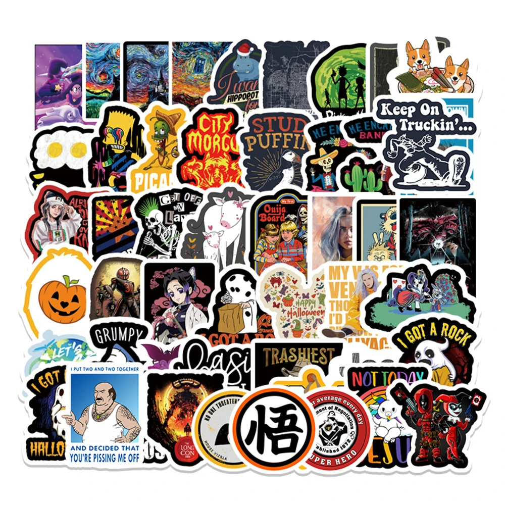 

10/30/50PCS Cartoon Retro Personality Cool Trend Graffiti Stickers Skateboard Computer Luggage Refrigerator Wholesale