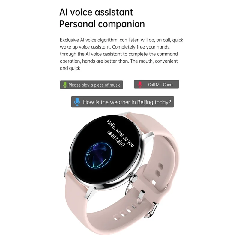 Smart Watch FW07 Bluetooth Call 1.32inch Full Touch Screen 360*360 Voice Assistant Custom Dial Message Push Smartwatch Men Women