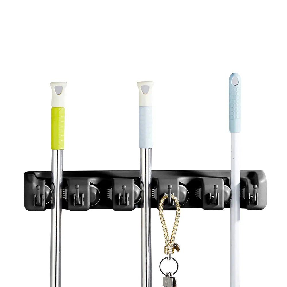 

Plastic Wall Mounted Mop Holder Storage Rack Hooks Brush Broom Organizer Hanger Home Bathroom Accessories
