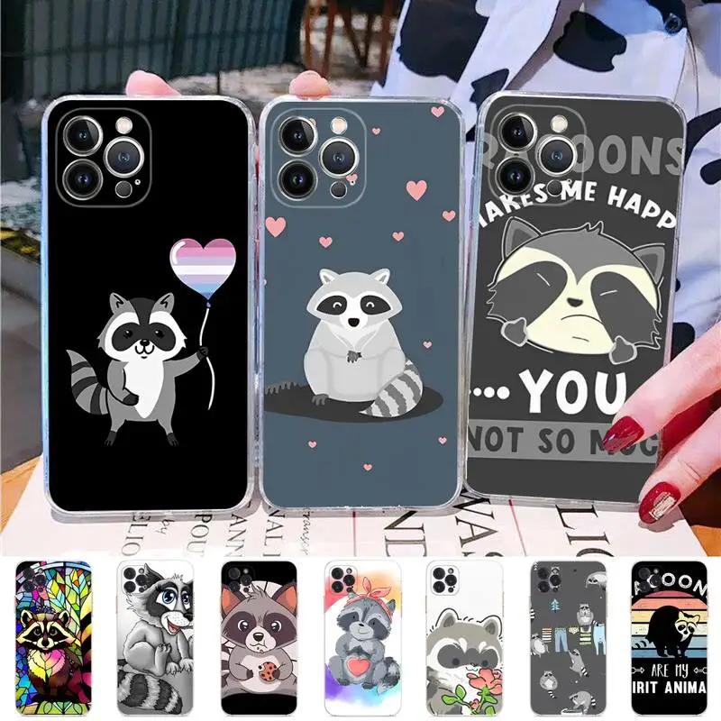 

Animal Raccoon Art Phone Case Silicone Soft for iphone 14 13 12 11 Pro Mini XS MAX 8 7 6 Plus X XS XR Cover