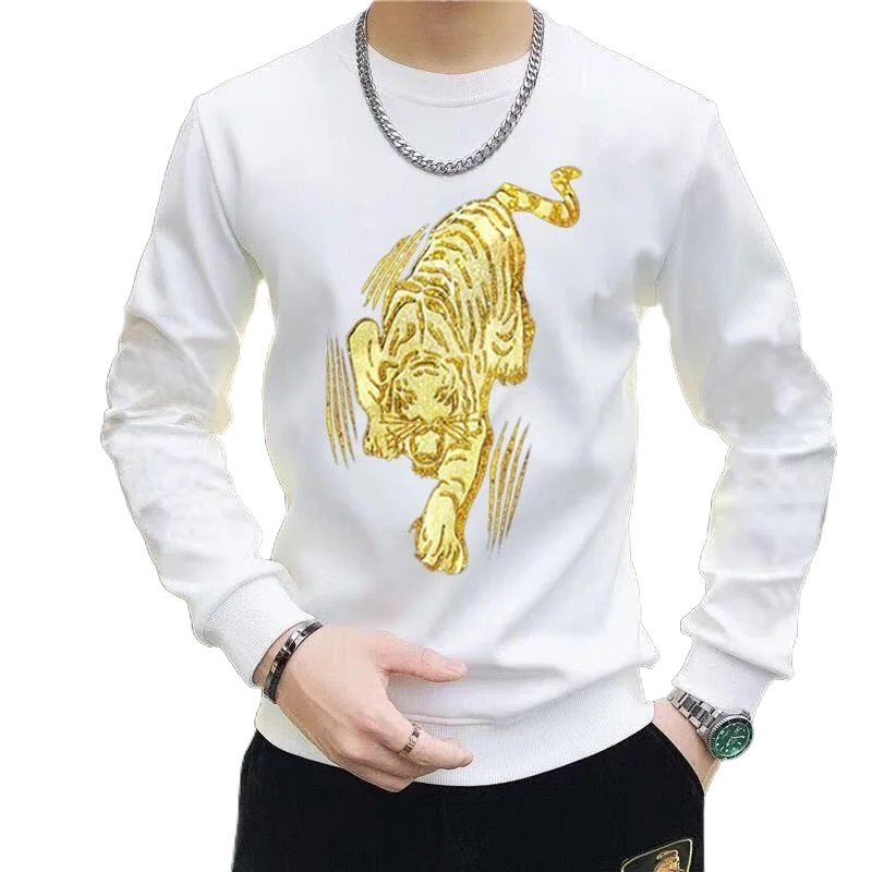 

Men's long sleeve autumn vests 2023 new personality trend slim tiger printing fashion handsome long sleeve spring jacket