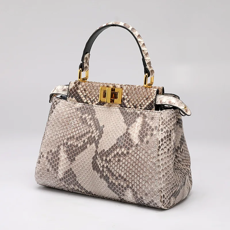 

2022 New Designer Python Skin Women's Bag Genuine Leather Lady Shoulder Bag Fashion Kitten Bag Large Capacity Women's Handbag 45