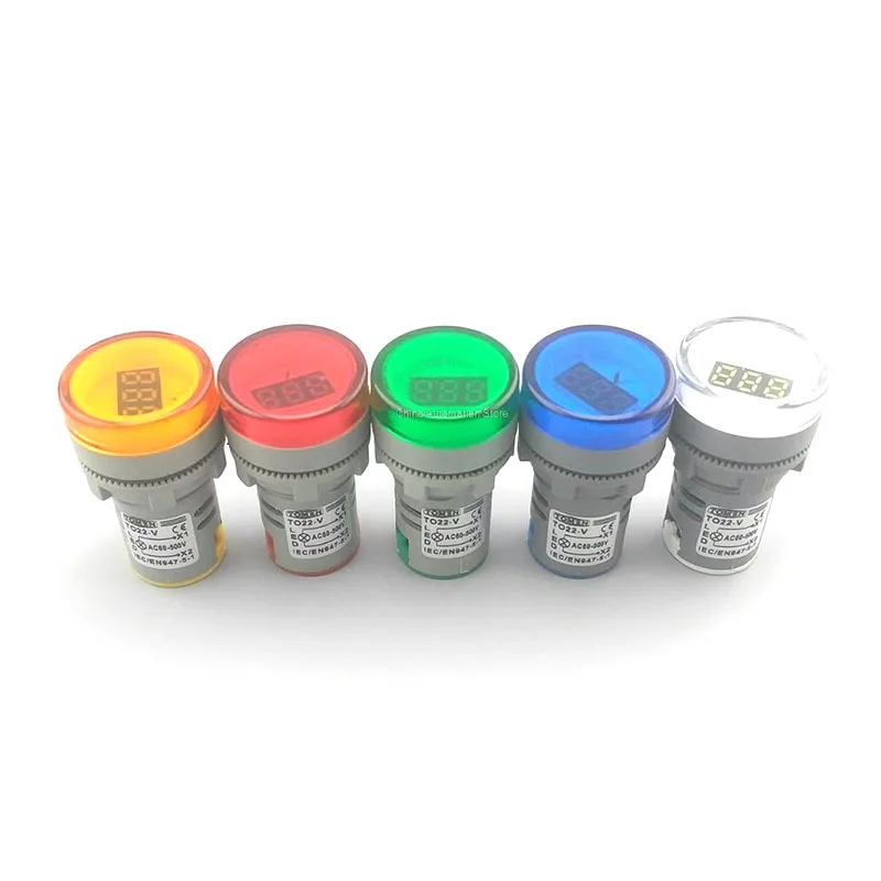 

1pcs 22MM digital AC Voltmeter 60-700V red green yellow blue voltage meter