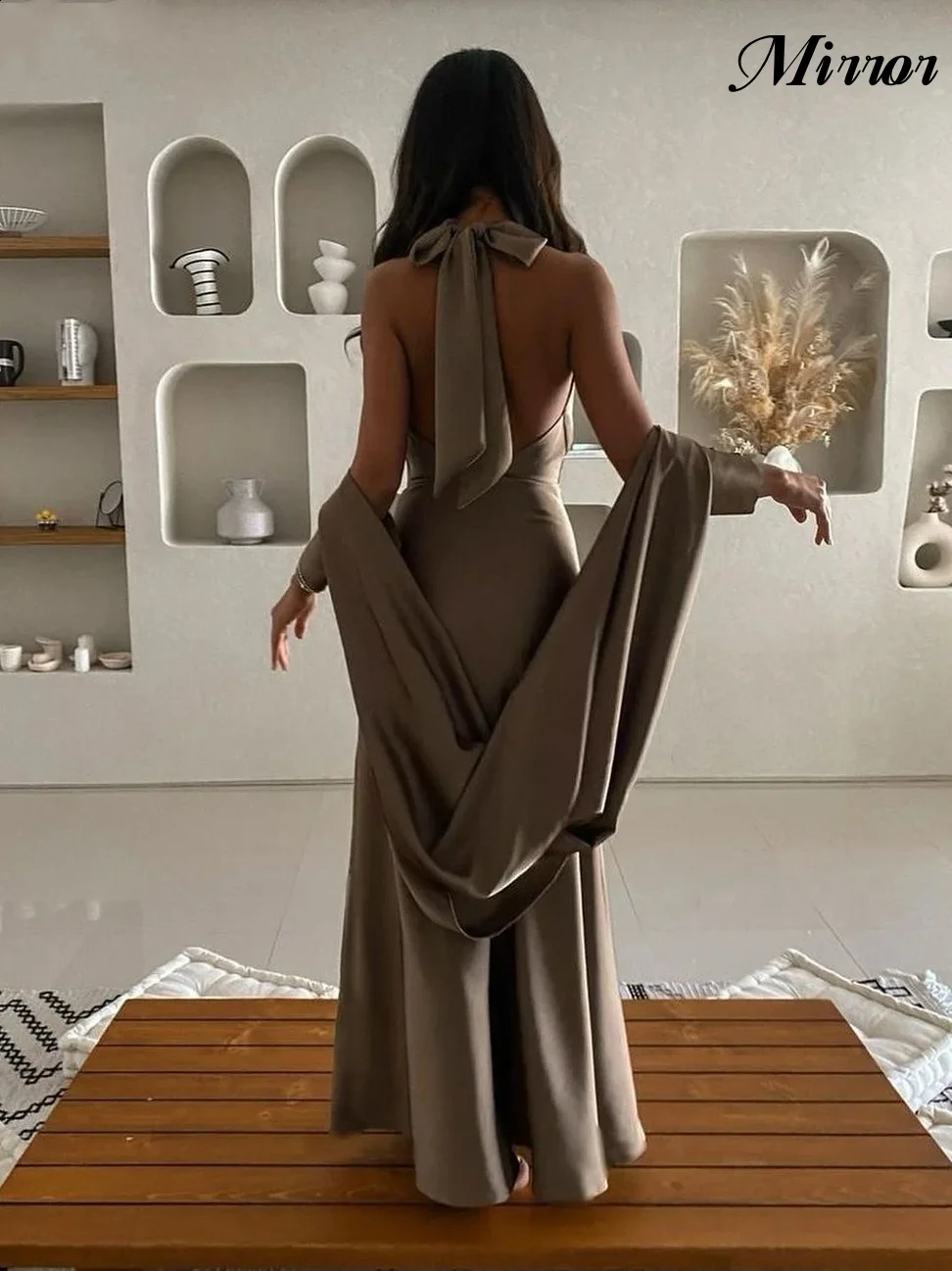 Зеркальное платье Элегантное винтажное сексуальное сладкое ленточное с