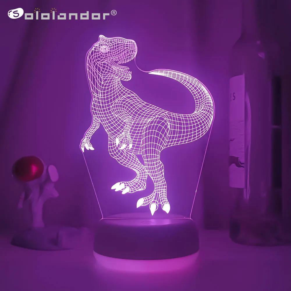 

New 3D Dinosaur Lamp Remote Control Touch Switch Change Color Dinosaur Night Light Bedroom Bookcase Home Decor Table Luminaire