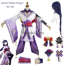 Perruque de Cosplay longue violette, Costume de jeu, Costume de Raiden Impact Shogun, ensemble complet Genshin Baal, Costumes de fête