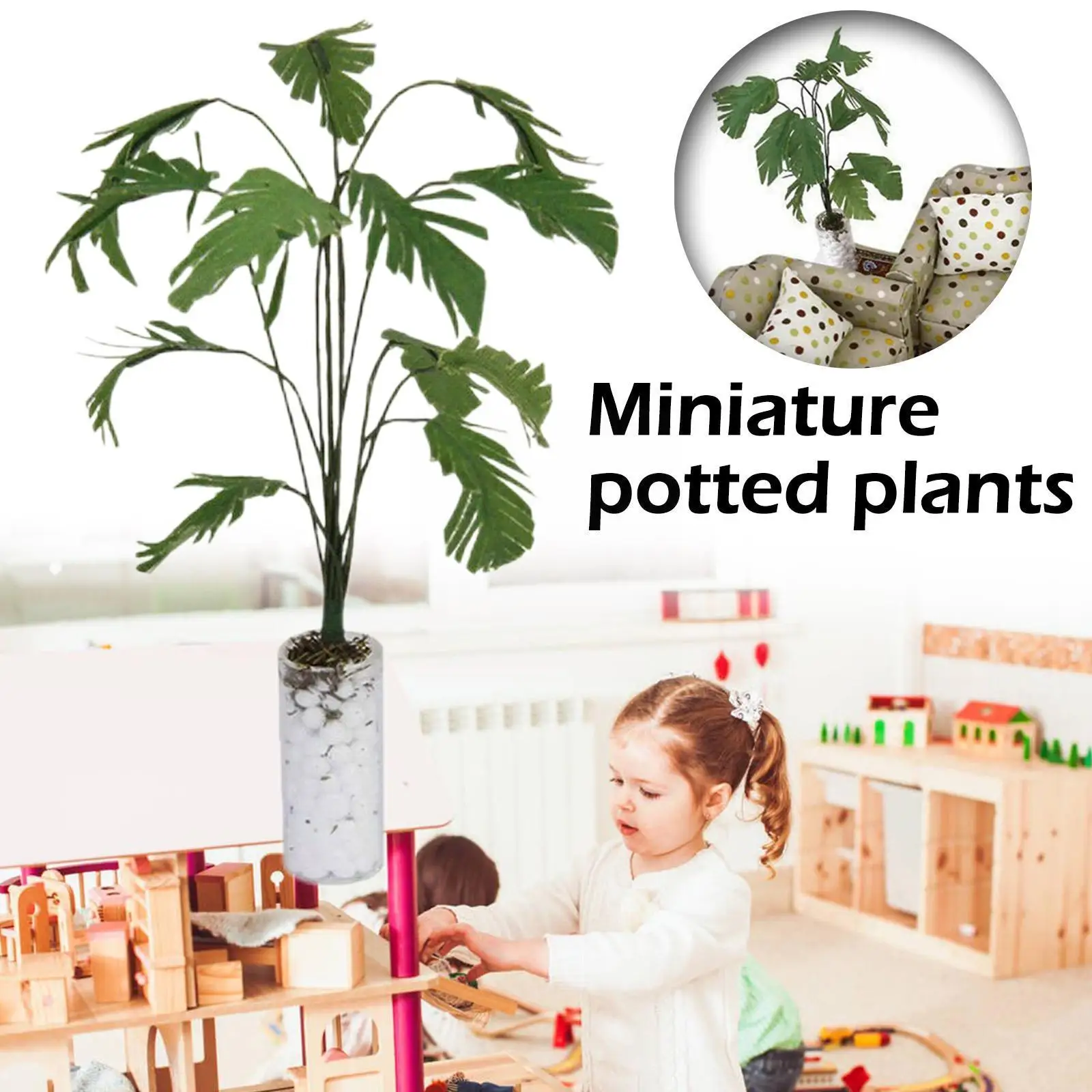 

Миниатюрный горшок для кукольного домика в масштабе 1:12, кукольный домик с зелеными листьями для детей, 11 см, садовое растение, коллекция дня ...