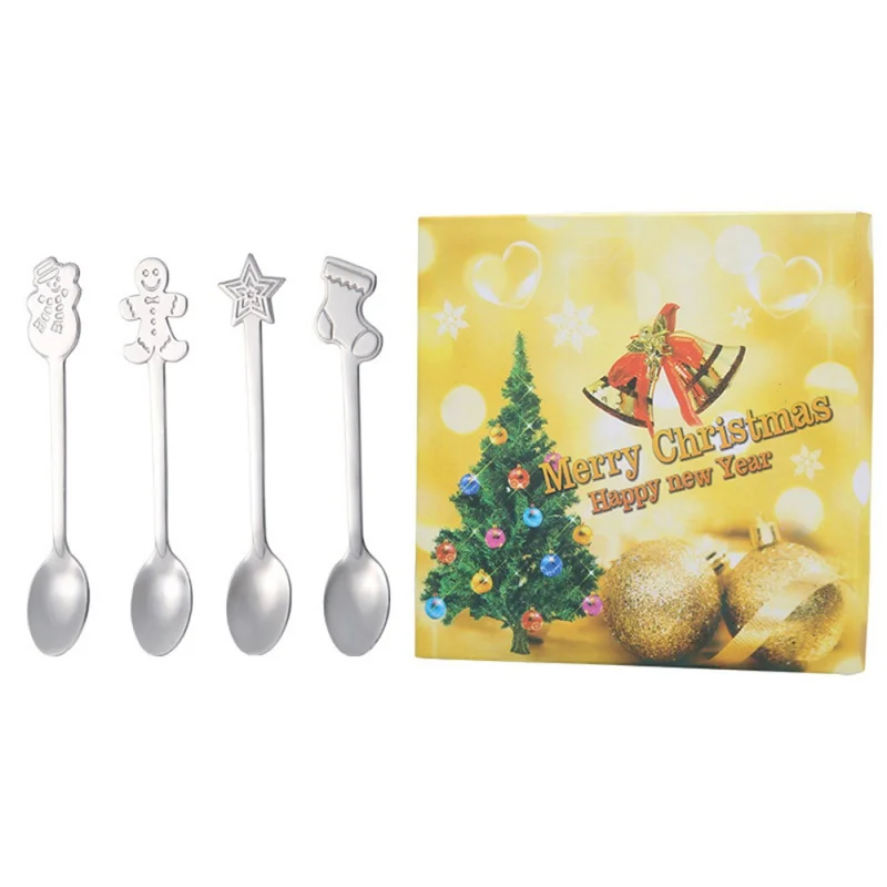 

Кухонная посуда, кофейная ложка из нержавеющей стали, креативная Рождественская ложка, Рождественская ложка для перемешивания, чайная ложк...