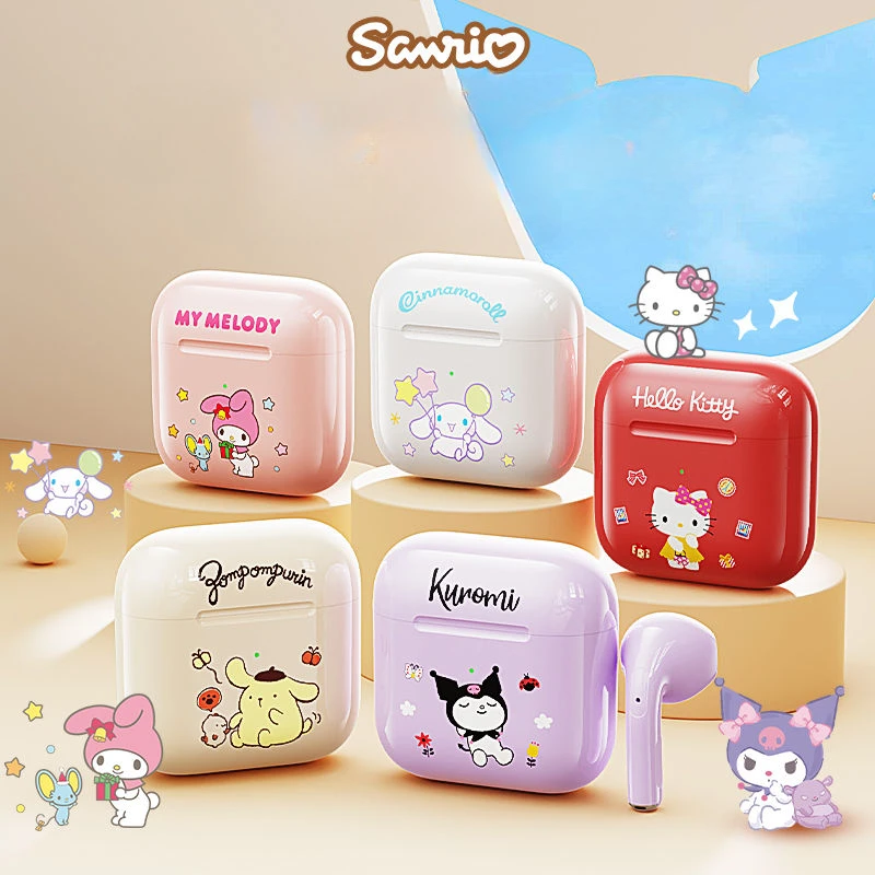 Sanrio Hello KittyMy melodyCinnamorollkuromiPompom Purin аниме Беспроводная bluetooth-гарнитура kawaii mini Милая