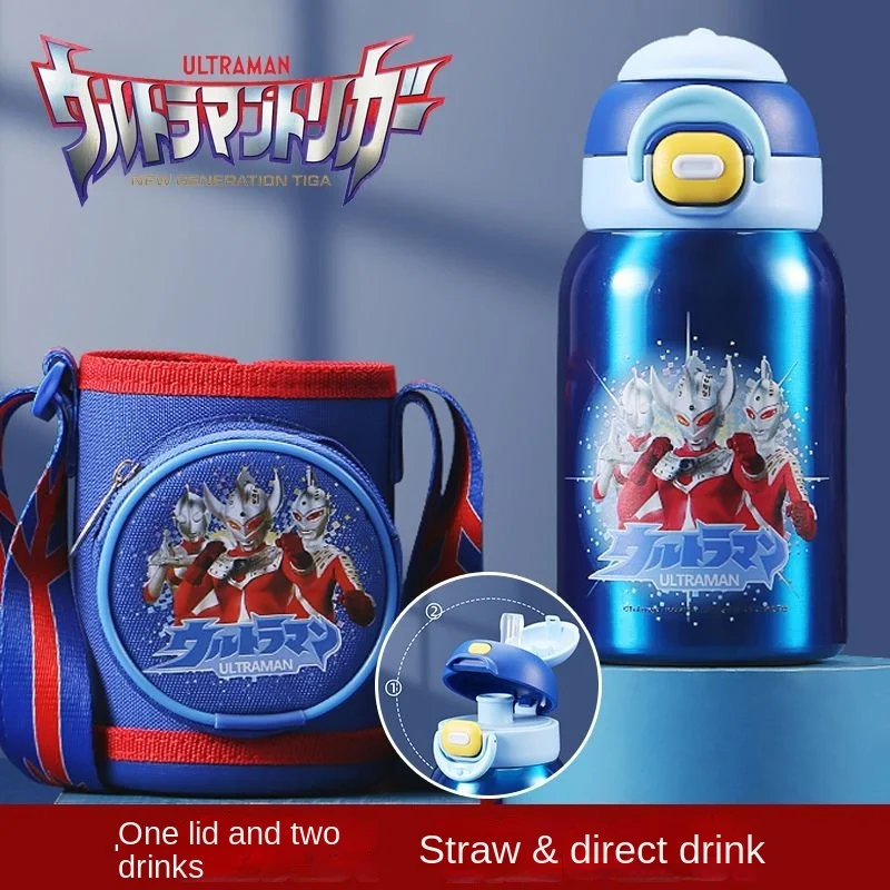

Детский термос Ultraman, чашка большой емкости, Студенческая чашка для воды, портативная герметичная чашка с соломинкой, уличная спортивная чашка для питья, подарок