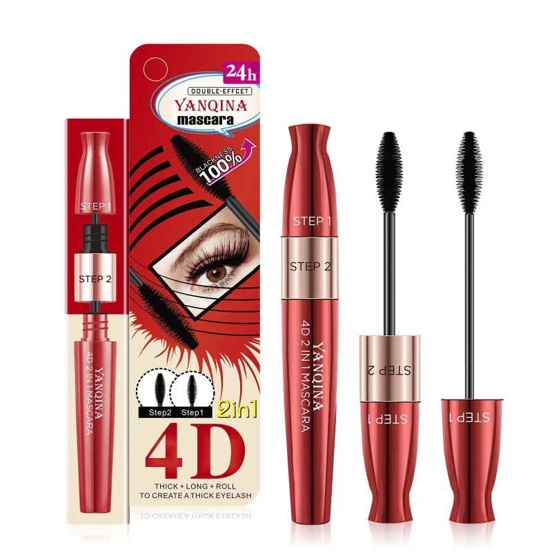 

4D Silk Fiber Lash Mascara,2 in 1 Thrive Mascara for Natural Lengthening and Thickening Effect,Waterproof Mascara Gift