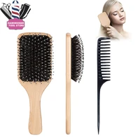 natural wooden bristles brush plastic rat tail tangled straight comb anti static bamboo airbag massage comb hair styling tools