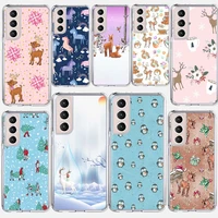 happy winter cartoon deer phone case for samsung galaxy s21 ultra 5g s20 fe s20 plus s10e s10 lite s8 s9 plus s7 cover funda