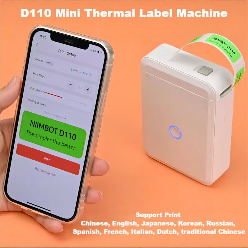 

Niimbot D110 Thermal Label Printer Mini Portable Wireless Bluetooth Smart Personalized Marking Machine for Home Office Warehouse