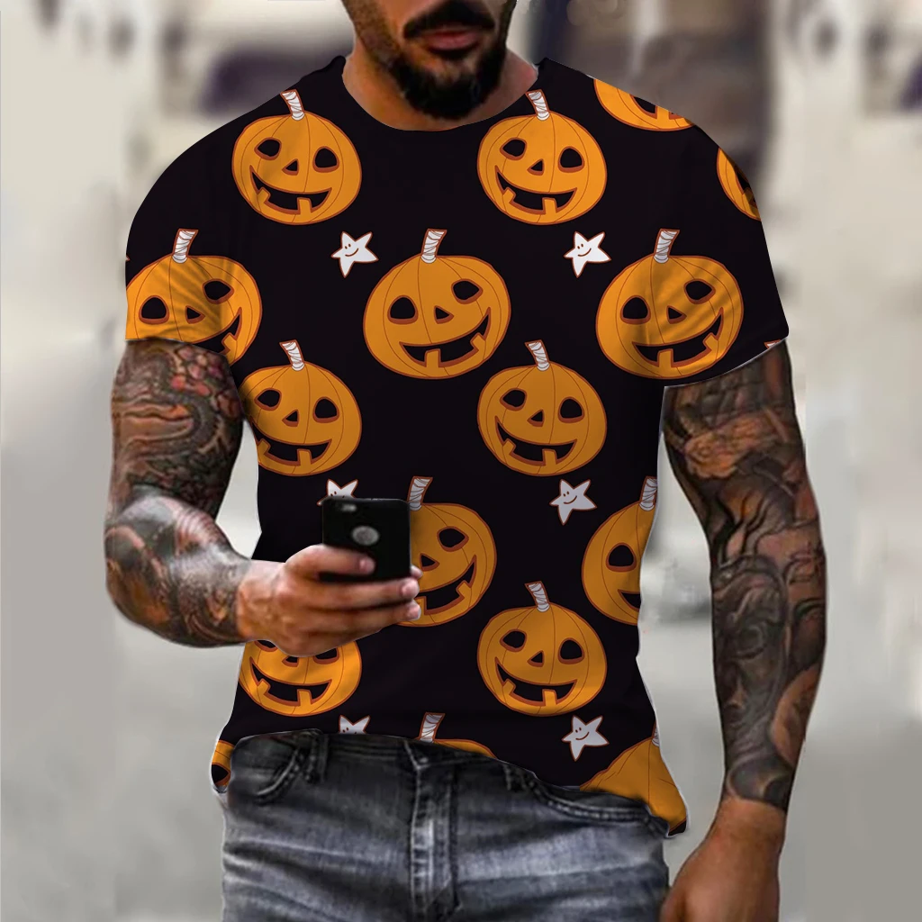 

Halloween Carnival Party Animation Fun Pumpkin Elements 3D Bat Style Y2K Scary Skeleton Personality Fashion Crewneck T-shirt