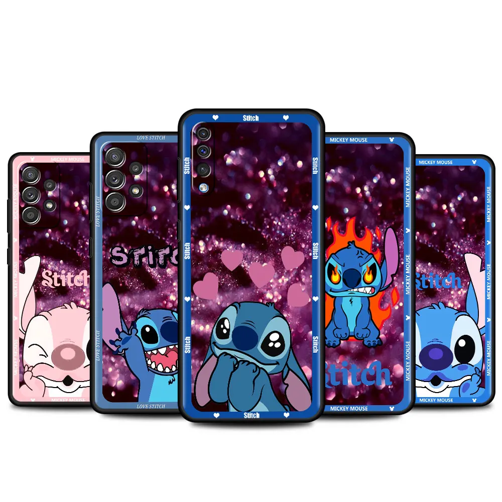 

Disney's Lilo & Stitch Case For Samsung Galaxy A50 A73 A53 A33 A13 5G A04 A03 A01 A70 A20 Black Phone Cover Soft Capa