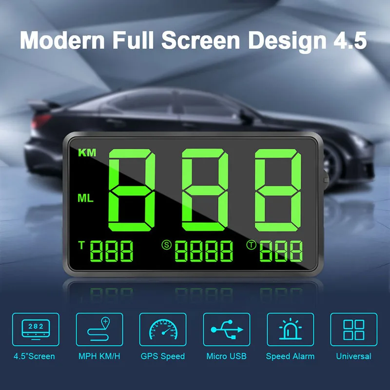 

Large Screen 4.5" GPS Speedometer Digital Car Speed Display Over Speeding Alarm System Universal For Motorcycle Bike Truck Car