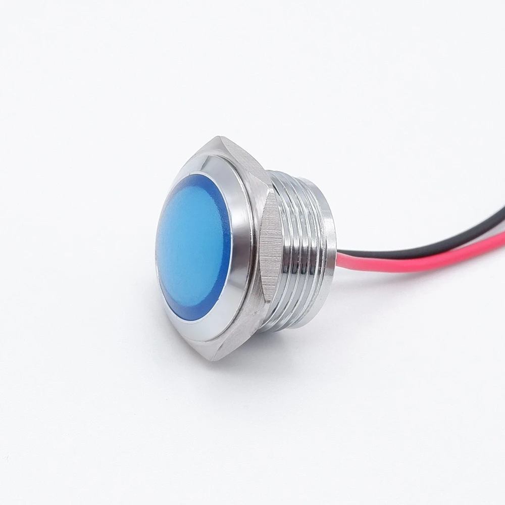 

12мм 16мм 19мм 22мм Металлический светодиодный индикатор Предупреждающая сигнальная лампа Пилотная с проводом Два три цвета 5В 12В 24В 220В Красный Синий Зеленый