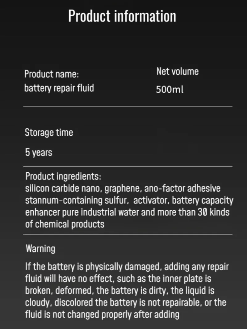 Жидкость для ремонта аккумуляторов электромобилей специальная универсальная