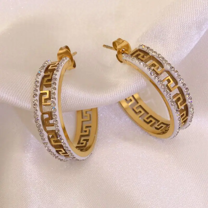 

Titanium steel new fashion hollow earrings with open design for women's stainless steel earring