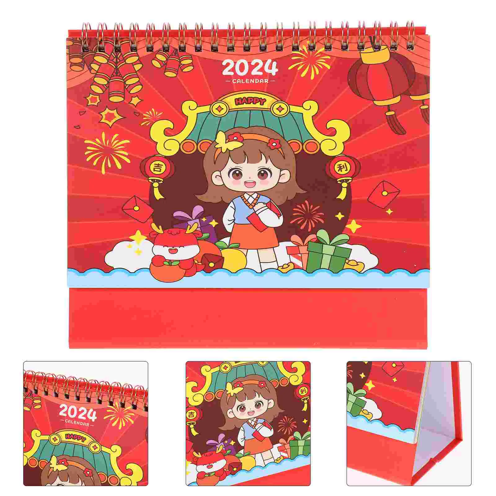 

Desk Standing Calendar Tabletop Office Monthly Calendar Cartoon Printing Home Office Calendar 2024