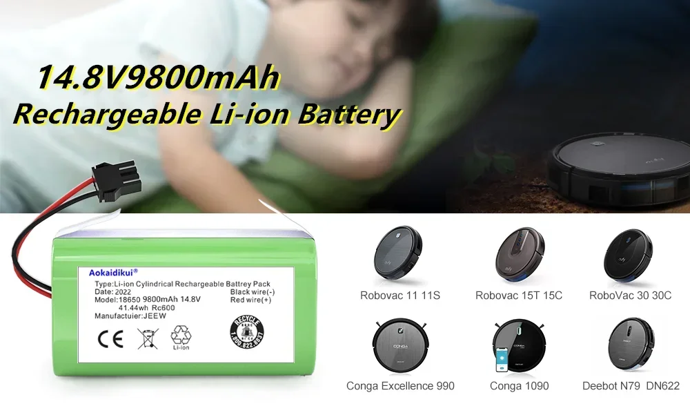 Литий-ионный аккумулятор 14 8 в 9800Ah совместимый с Eufy RoboVac 11 11S 15C 15T 12 30 35C Conga 990 1090 1190