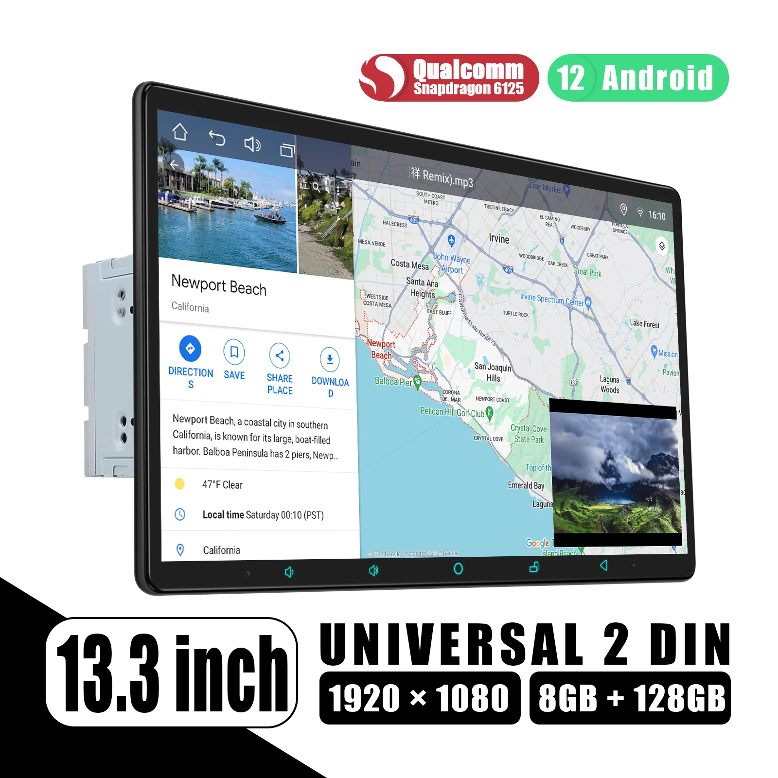 JOYING 13 3-дюймовый универсальный Doube 2 Din Android автомобильный радиоприемник стерео GPS