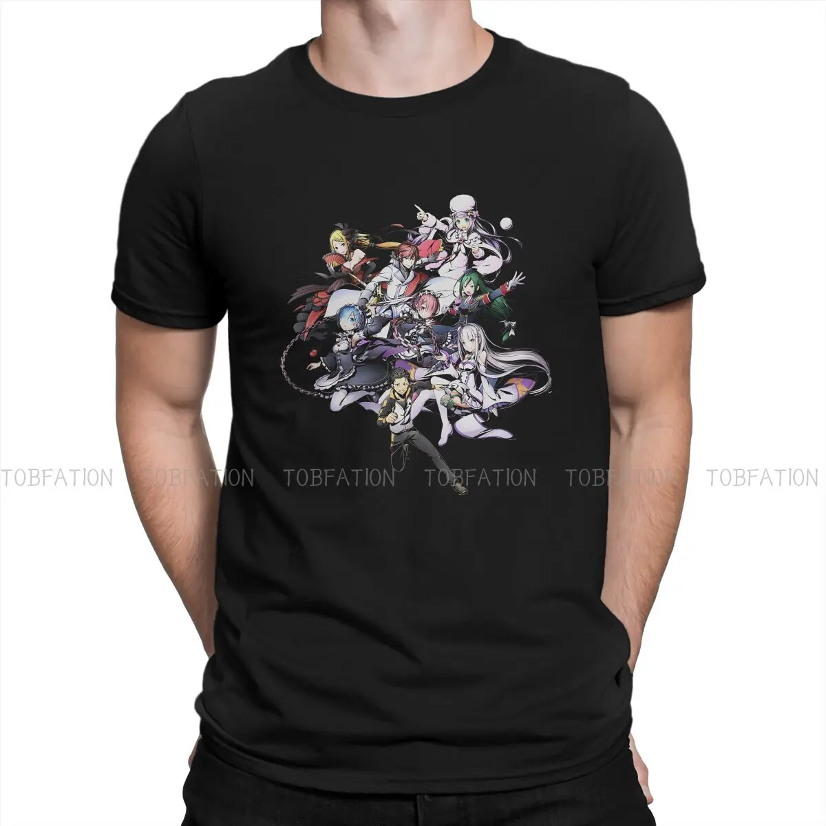 

Comic ReZERO Starting Life In Another World Character Mashup Anime Tshirt Homme Men's Clothes Blusas Cotton T Shirt For Men