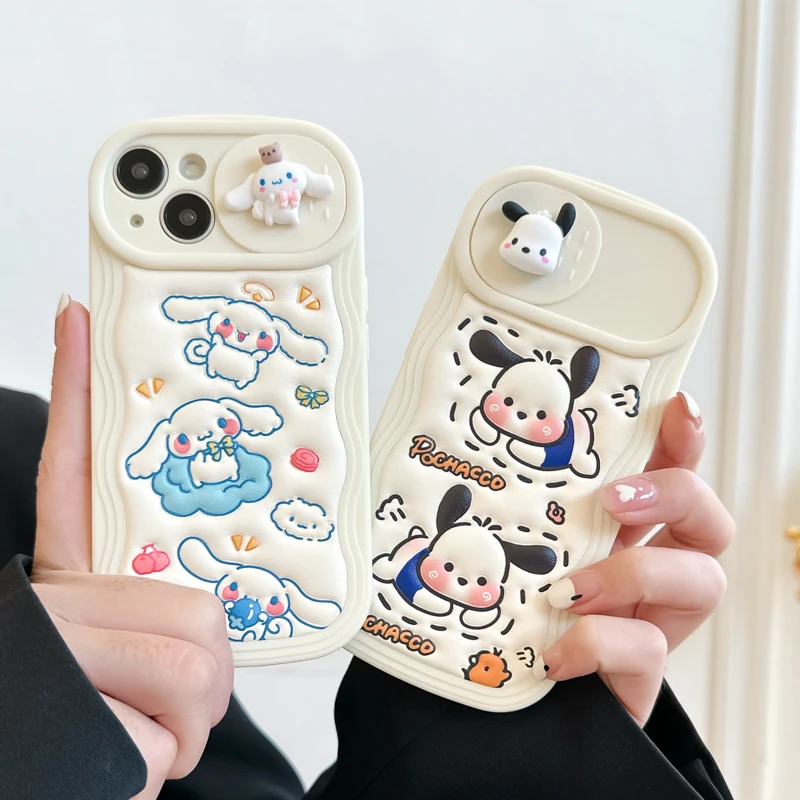 

Sanrio Cinnamoroll Pochacco Push The Window Phone Cases For iPhone 14 13 12 11 Pro Max Mini XR X XS MAX 8 7 Plus Back Cover